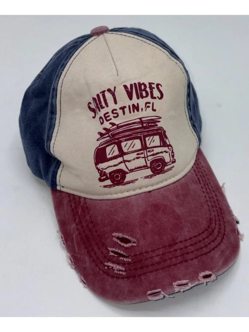 Salty Vibes Destin FL Distressed Hat Style Beach Cap Florida